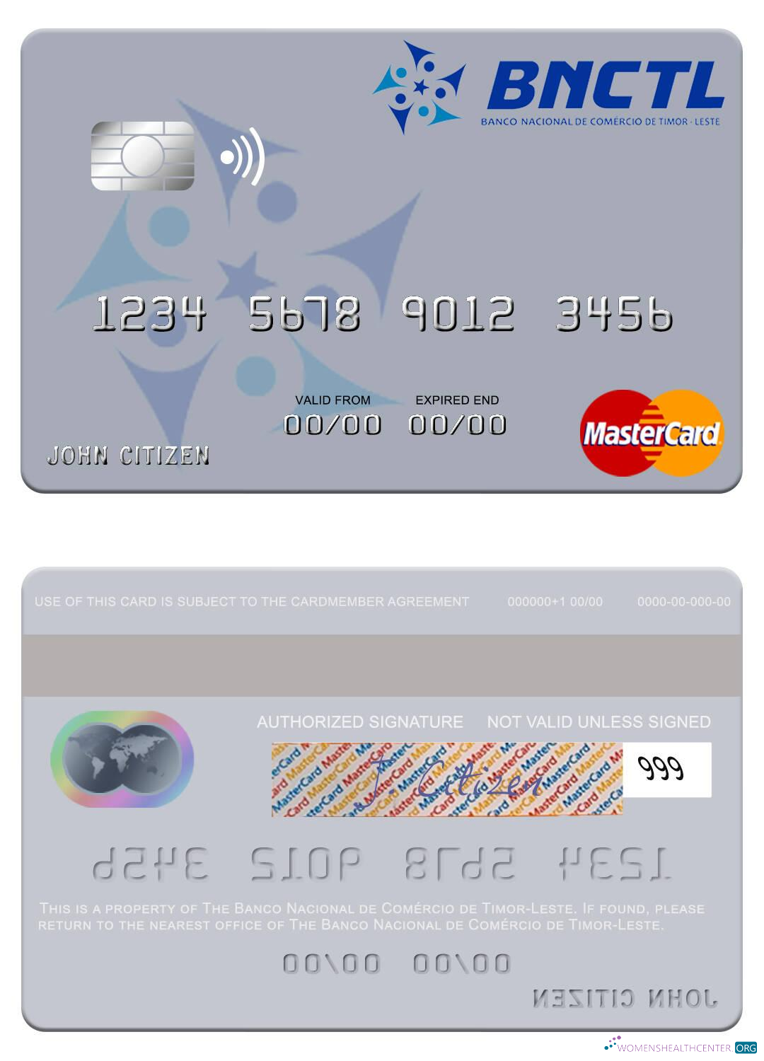 Download Timor Leste Banco Nacional de Comércio de Timor Leste mastercard Photoshop template